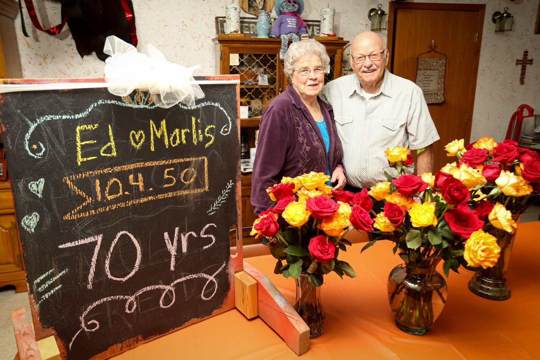 Ed and Marlis Olsen celebrating 70th anniversary